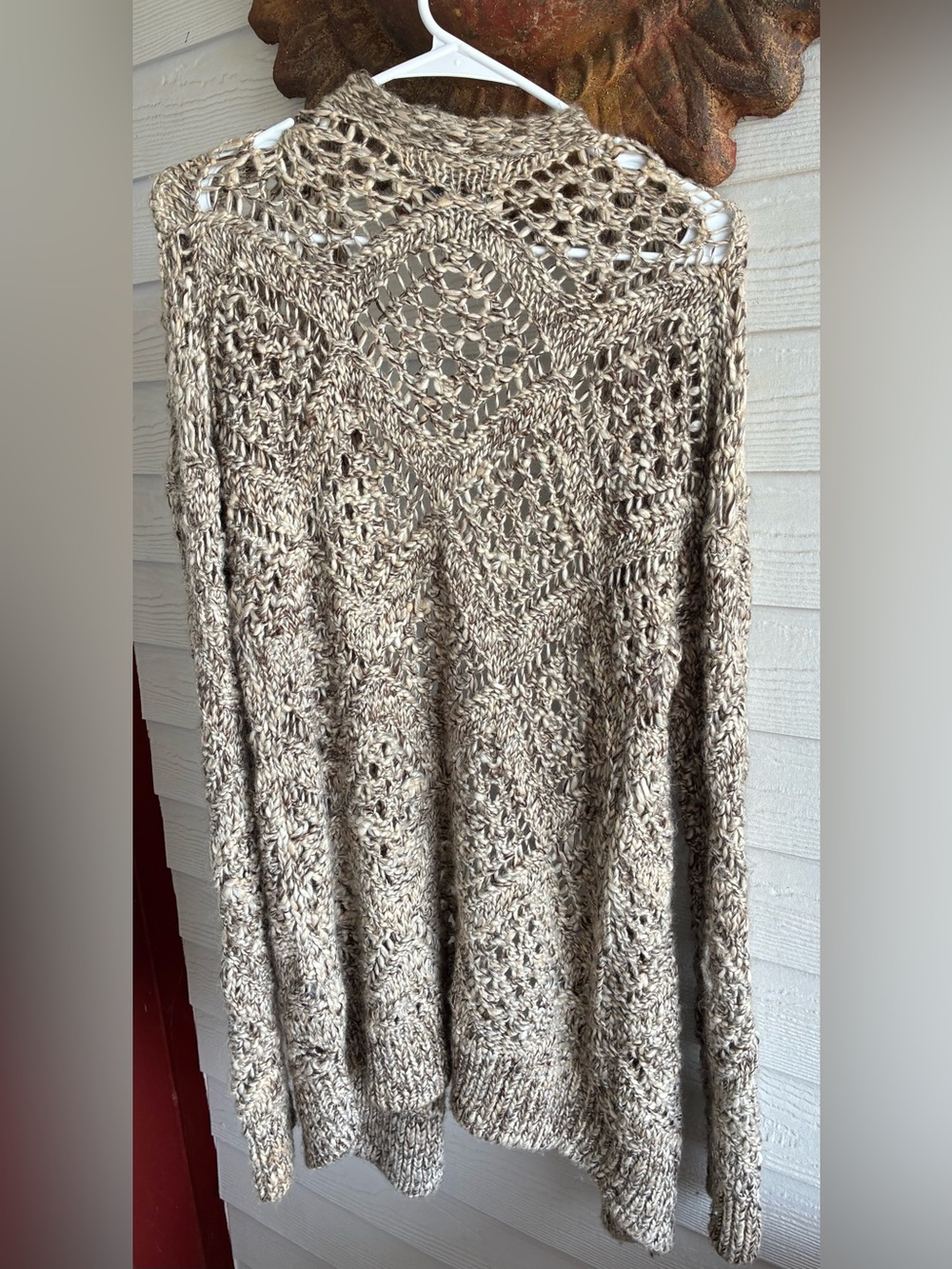 Lucky Brand Open Knit Textured Cardigan in Tan Mix - Picture 2 of 4
